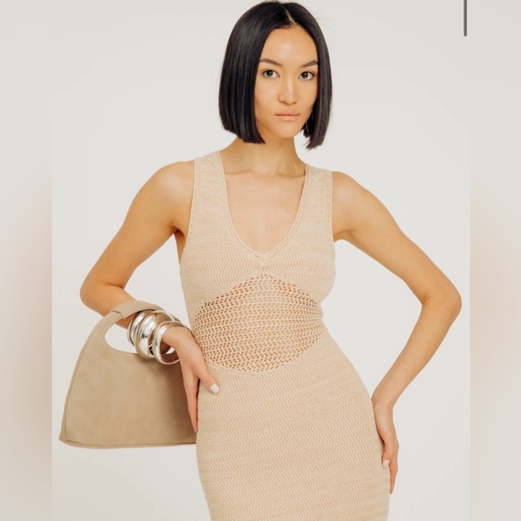 Viral Torn by Ronny Kobo in Gold Metallic Dark Gold Knit Maxi Melanie Dress - Picture 1 of 16